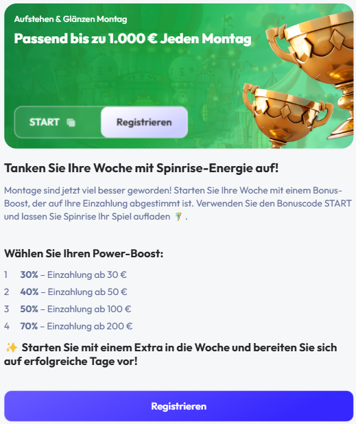 Spin rise Casino Aktionscode